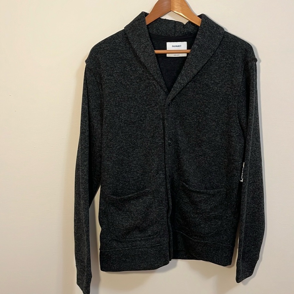 Old Navy tunic cardigan sweater women’s medium black gray button down Y2K preppy
